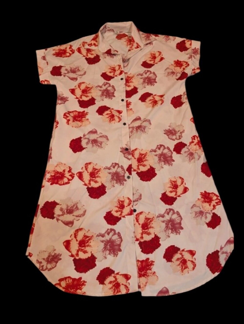 Pitzy Shop Made In Thailand Sz Med Button-Front Floral House/Lounge Dress